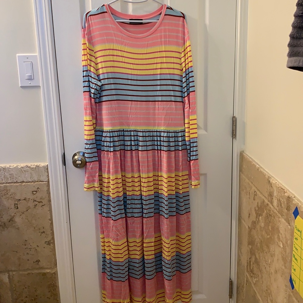 Long sleeve maxi rainbow dress